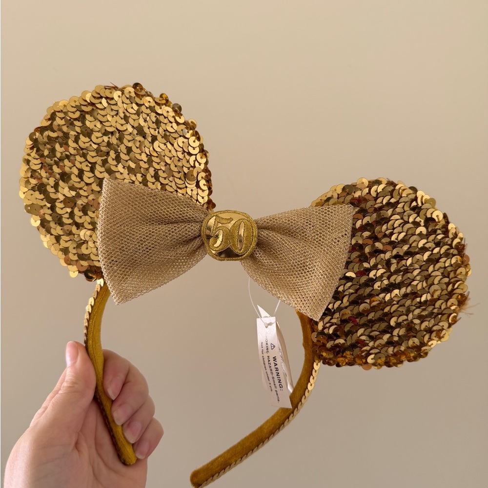 Disneyland 50th Anniversary Gold Minnie Ears NWT - Picture 5 of 6